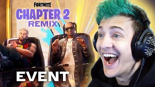 Ninja Reacts to Chapter 2 Remix Event [upl. by Araihc]