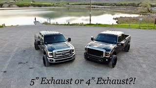 67 Powerstroke 4quot vs 5quot Exhaust Comparison Tuned and Deleted Which Is Better [upl. by Schoenfelder]