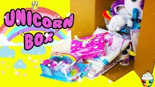 BIG Unicorn Box Full of Unicorn Stuff Cupcake Kids Club [upl. by Ehcar627]