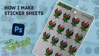 How I make sticker sheets with Photoshop amp Cricut Tutorial [upl. by Atteval]