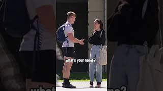 Getting a girls number with the best pickup line pickuplines funny prank rizz dating shorts [upl. by Anaihk]