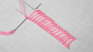 Basic ladder stitch embroidery  Hand embroidery ladder stitch border design [upl. by Marco]