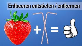 Erdbeeren entstielen  Entkernen ganz leicht gemacht [upl. by Secilu]