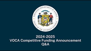 Wisconsin 2024 VOCA Funding Announcement FAQ [upl. by Faubert]