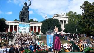 Kathrin Schilz Chefin von Löwenbräu Spaten und Franziskaner  Standkonzert der WiesnKapellen 2015 [upl. by Ahsinauj]