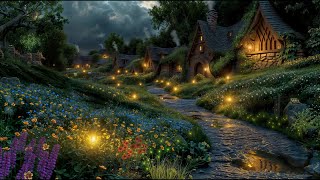 Hobbit Village Ambience🌙Night Time In The Shire Nature Sounds Crickets Frogs amp White Noise [upl. by Asilana]