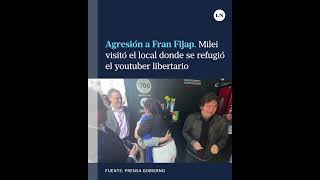 El presidente Milei visitó el local donde se refugió Fran Fijap tras las agresiones en el Congreso [upl. by Venetia]