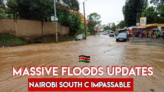 Massive Floods Update in Nairobi  South C Area Impassable 🌊 [upl. by Drarrej]