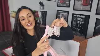 Ashley Reviews Pleaser ADORE724RS Baby Pink 7 Inch High Heel Platform Shoes With Rhinestone Collar [upl. by Aihtyc]