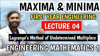 Maxima and Minimaof function of three variablesLecture3Lagranges Method of UndeterminedMultiplie [upl. by Kristine552]