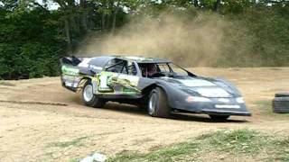 Vern LeFevers runs Chad Obersons Dirt Late Model on Obersons Go Kart Track [upl. by Eilssel]