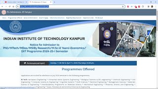 IIT Kanpur Admission Notice for PhDMTechMS 202425 1st Semester  Application Form is Live📢 [upl. by Pearl]