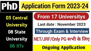 PhD All Application Form 2023  17 Application from Central amp State University  PhD Admission 2023 [upl. by Clayberg]