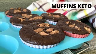 Muffins Keto de Chocolate  Magdalenas de Chocolate  Sin Carbohidratos [upl. by Koser271]