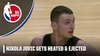 Nikola Jovic gets HEATED at ref 👀 EJECTED after 2 techs  NBA on ESPN [upl. by Terle]