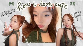 how to look cute ft everyday makeup routine amp easy hairstyles [upl. by Ahsad]