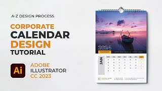 How To Make 2024 A3 Page Wall Calendar Design In Adobe Illustrator CC 2023 [upl. by Mushro]