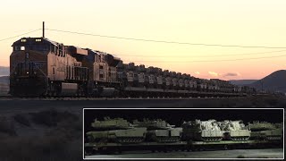 Military train hauls over a hundred tanks armory and equipment through the night 🚂 🪖 [upl. by Karab]