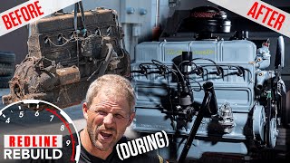 Rusty to running Chevy Stovebolt 6 engine rebuild time lapse  Redline Rebuild S3E5 [upl. by Perlman809]