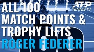 Roger Federers 100 Titles Championship Points amp Trophy Lifts [upl. by Aicenert]