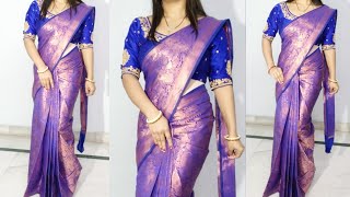 How to wear pre pleated saree  saree draping with prepleated saree  pre pleated silk saree draping [upl. by Meeharb]