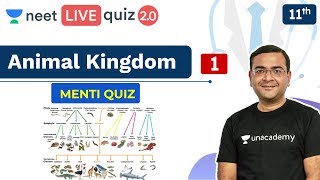 NEET Biology Animal Kingdom  Quiz 1  Menti Quiz  LIVE Quiz 20  Unacademy NEET  Pradeep Sir [upl. by Ettenil]