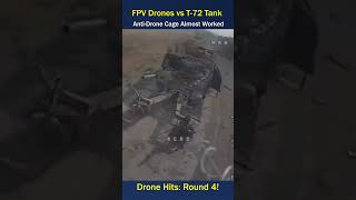 T72 Tank Takes Four Drone Hits Before Going Down [upl. by Accebar]