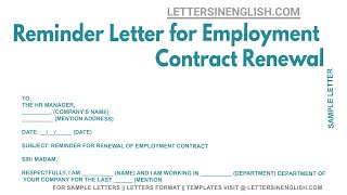 Reminder Letter For Employment Contract Renewal  Letter Reminding to Renew the Working Contract [upl. by Aerahs887]