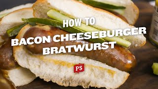 How to Make Bacon Cheeseburger Brats  AllBeef Bratwurst Recipe [upl. by Ellenrad]