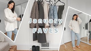 JANUARY FAVOURITES 2021  cosy sweaters jeans shoes coat sweatsuit [upl. by Ardys]