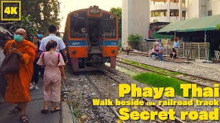 Phaya Thai Bangkok  Walk beside the railroad track [upl. by Brabazon]