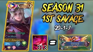 Cecilion Gameplay My Cecilions First Savage in Season 31 Cecilion Best Build 2023 mlbb fyp ml [upl. by Gran465]