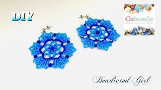 Seed beads Earrings  Cobeads Tutorial  Huichol beaded earrings [upl. by Nogam191]