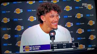 Jaxson Hayes post game interview and highlights after defeating Raptors 128111 [upl. by Nylimaj]