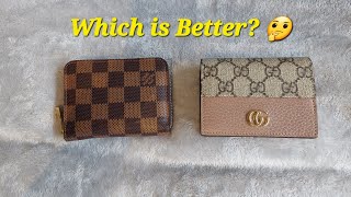 Gucci GG Marmont Card Case Wallet and Louis Vuitton Zippy Coin Purse gucci louisvuitton whatfits [upl. by Eesdnil]