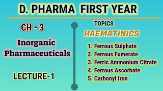 HaematinicsInorganic pharmaceuticalsL1CH3DPharm first year [upl. by Colas]