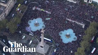 ProPalestine protest thousands rally in Londons Trafalgar Square [upl. by Odraude]