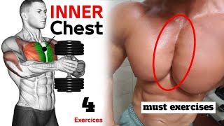 CHEST WORKOUT4 Exercises that make the inner chest line chiseled [upl. by Millisent]