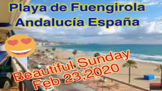 FUENGIROLA BEACH WALK TOUR Malaga Costa Del Sol Spain  One Beautiful Sunday Feb 2020 [upl. by Lettig]