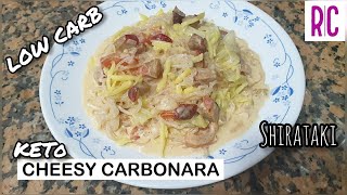 LOW CARB CHEESY CARBONARA  Keto Carbonara  Shirataki Noodles Recipe  Recel Creates [upl. by Garate]