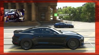 Forza Horizon 4  1300hp 2018 Mustang Deberti vs Corvette C7 Fanatec Wheel  SLAPTrain [upl. by Katherin]