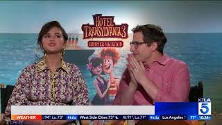 Cast of quotHotel Transylvania 3quot Selena Gomez and Andy Samberg Share Laughs with KTLA [upl. by Ylrak]