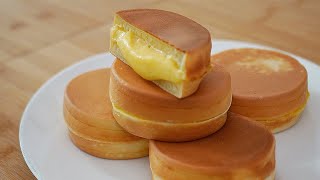 오븐없이 기계없이 쉽고 맛있는 커스터드 팬 빵 만들기 Custard Cream Pancake [upl. by Esinal]