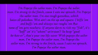 Popeye The Sailor Man Theme Song Lyrics [upl. by Atoel]