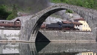 Steam Train at Devils Bridge Ponte del Diavolo Tuscany Italy [upl. by Atilahs]