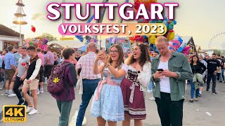 Amazing Cannstatter Volksfest 2023 🍻  Stuttgart Oktoberfest Tour in 4k [upl. by Adnaloj161]