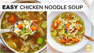 ROTISSERIE CHICKEN NOODLE SOUP  easy shortcut recipe [upl. by Amikat893]