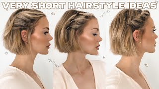 EASY AND QUICK HAIRSTYLES FOR SHORT HAIR updos half updos easy braids and no braid styles [upl. by Sitoiganap]