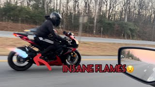 Installing mid pipe on my Gsxr 750  Super loud amp Massive flames  w sound clips [upl. by Joli]