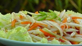 Vegan Vegetarisches Thai Rezept Som Tam  grüner Papaya Salat [upl. by Anoerb]